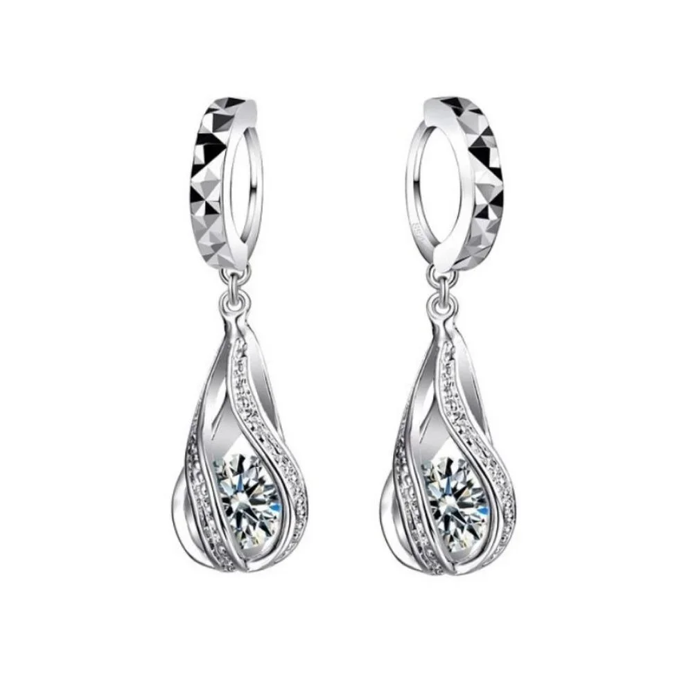 💎 Tear Drop Necklace And Earrings 925 Sterling Silver Set - Picture 7 of 7